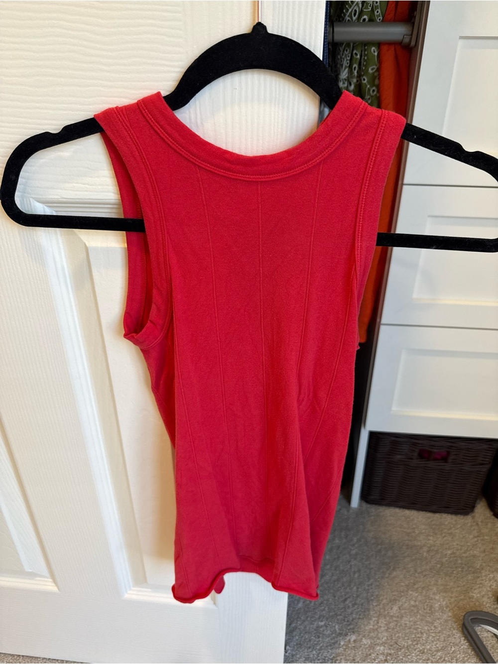 Free People Red Ribbed Tank Top